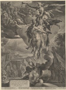 De Apotheose van de Kunsten door Jan Muller, after Bartholomaeus Spranger