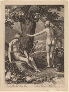 Verleiding van de Mens door Jan Pietersz Saenredam after Abraham Bloemaert