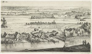 Dorp aan een rivier door Jan Ruyscher