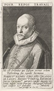 Portret van de componist Orlando di Lasso 1532-1594, 1593 door Jan Sadeler