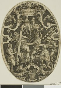 Het dragen van het kruis, uit de Passie van Christus door Jan Sadeler I
