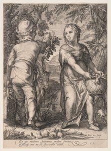 Herfst (Jongen en meisje oogsten fruit), uit De vier seizoenen