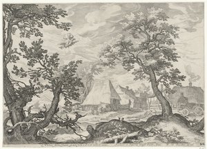 Landschap met de ontvoering van Ganymedes door Jan Saenredam