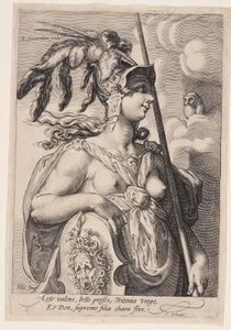 Pallas Athena, uit Drie Godinnen door Jan Saenredam