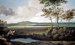 Een Uitgestrekt Landschap met een Stroom en Grazende Paarden door Jan Siberechts