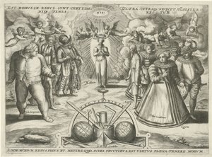Matigheid met gepersonifieerde zonden door Jan Snellinck (I) (attributed to)