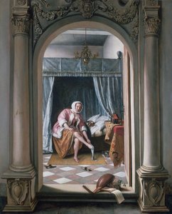 Vrouw op haar toilet door Jan Steen
