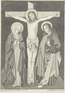 Christus aan het kruis met Maria en Johannes door Jan Stolker (signed by artist)