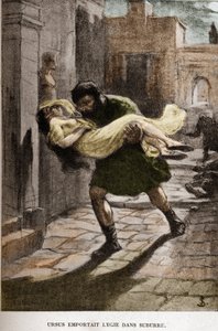 Ursus nam Lygie mee in Suburre (hoofdstuk X) illustratie door JAN STYKA (1858-1925) voor Henryk Sienkiewicz