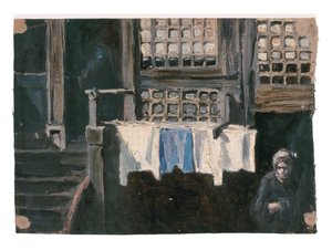 Oude gevel in Delft (studie)