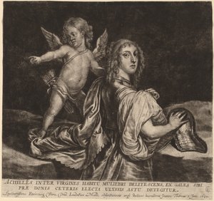 Achilles als Pyrrha met Cupido