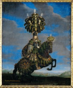 Gundakar, prins Dietrichstein in een kostuum voor een "paardenballet", opgevoerd ter ere van de aankomst van de Infanta Margarita Teresa, bruid van keizer Leopold I (schilderij op doek)