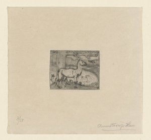 Hert bij een boom voor een vijver door Jan Toorop