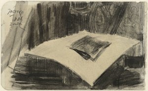 Prent liggend op een donkere ondergrond door Jan Toorop