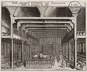 Interieur van de Portugese Synagoge in Amsterdam door Jan Veenhuysen