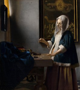 Vrouw met een weegschaal