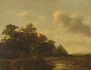 Landschap met een boerderij door Jan Vermeer van Haarlem (I)