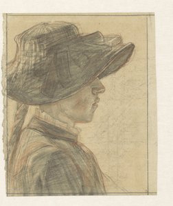 Portret van mejuffrouw A.C.E. Veth, zuster van de tekenaar