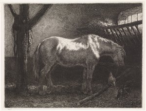 Paard in stal door Johannes Martinus Vrolijk