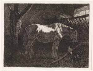 Paard in stal door Johannes Martinus Vrolijk