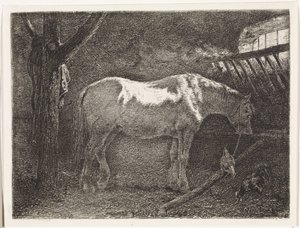 Paard in stal door Johannes Martinus Vrolijk