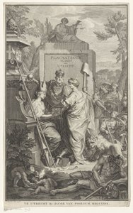 Allegorische voorstelling met de stichting van Utrecht door Jan Wandelaar