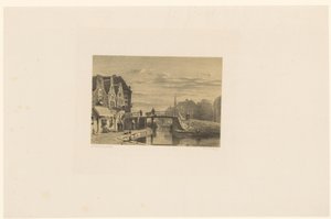 Stadsgezicht met gracht door Jan Weissenbruch