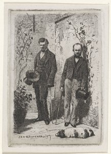 Zelfportret met Frederik Hendrik Weissenbruch door Jan Weissenbruch