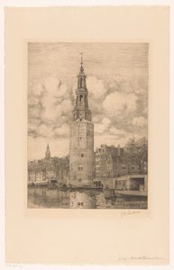 Montelbaanstoren door Jan Willem Lindeman (signed by artist)