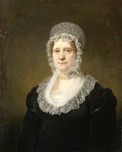 Portret van Sara de Haan, weduwe van de Amsterdamse assuradeur Cornelis Hartsen door Jan Willem Pieneman