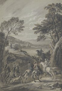 Een hertenjacht door Jan Wyck