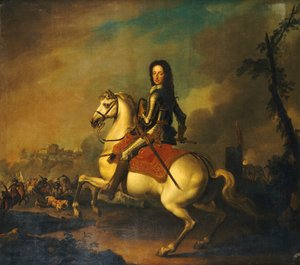 Portret van Koning Willem III bij de Slag aan de Boyne in 1690 door Jan Wyck