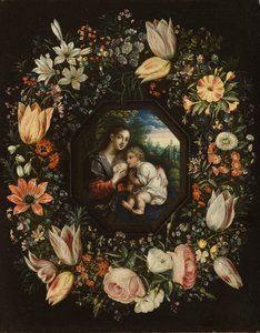 Madonna en Kind in een bloemenkrans, c.1625