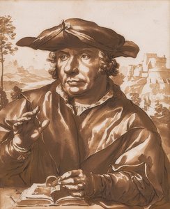 Portret van een geleerde, naar Quentin Massys door Jan de Bisschop