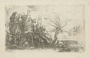 Huis aan een rivier door Jan de Hoey
