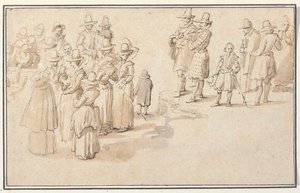 Een elegant gezelschap drinkt bronwater door Jan the Elder Brueghel