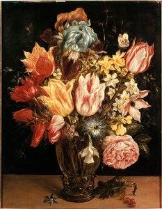 Boeket tulpen Schilderij door Jan Bruegel (of Breugel of Brueghel of Breughel) de oudere bekend als Bruegel de Fluwelen (1568-1625). 17e eeuw. Privécollectie