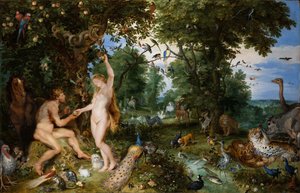 De Tuin van Eden met de Val van de Mens door Jan the Elder Brueghel