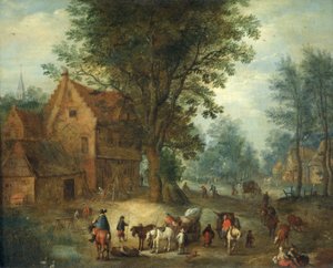 Dorpsscène, ca. 1640-60 door Jan the Elder Brueghel