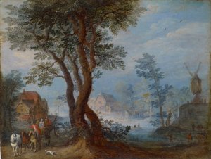 Dorpstafereel met Figuren, ca. 1603 door Jan the Elder Brueghel