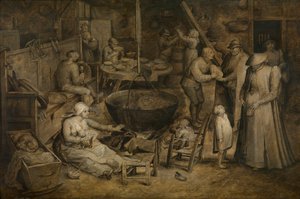 Bezoek aan de boeren door Jan the Elder Brueghel