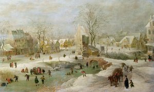 Winterscène in Nederland door Jan the Elder Brueghel