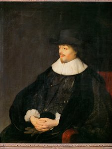 Constantijn Huygens, Nederlands dichter en vriend van kunstenaars, vader van de arts Christiaan Huygens ... (olieverf op hout) door Jan the Elder Lievens