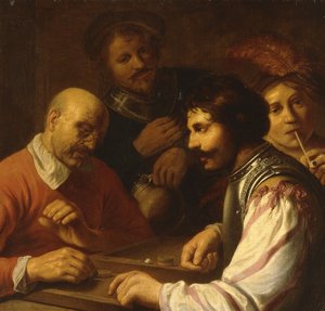 Tric-Trac spelers in een herberg, ca. 1623-5 door Jan the Elder Lievens