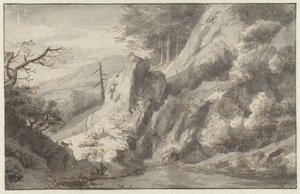 Berglandschap met een dode conifeer