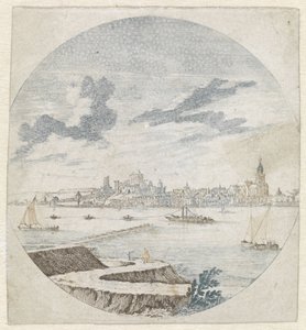 Gezicht op Nijmegen vanuit het noorden