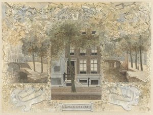 Huis op de Leliegracht, geflankeerd door de bruggen over de Prinsengracht en de Keizersgracht door Jan van Essen