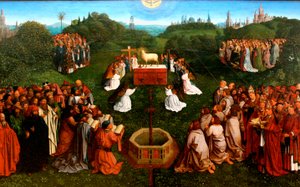 Aanbidding van het Lam uit het Lam Gods van het Lam Gods van Gent door Jan van Eyck