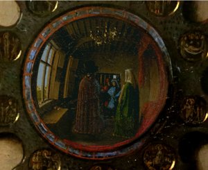 Detail uit het Portret van Giovanni Arnolfini en zijn vrouw door Jan van Eyck