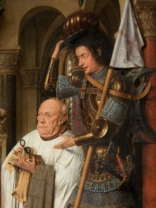 Detail van de Maagd en Kind met kanunnik Joris van der Paele
